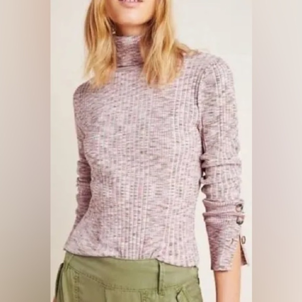 ANTHROPOLOGIE RIBBED BUTTON CUFF TURTLENECK